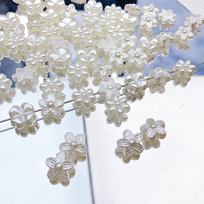 Pearl Flower Acrylic Beads 10-11mm Japanese Imitation 20pcs