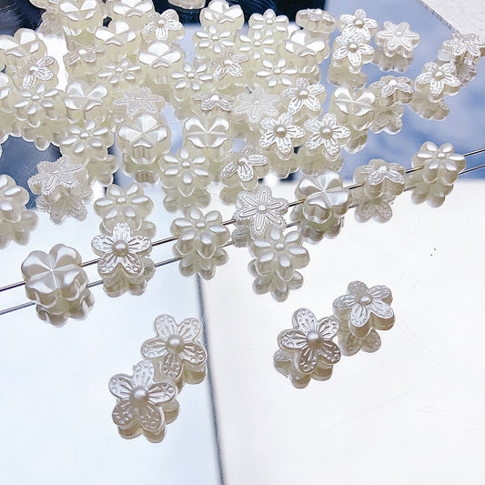 Pearl Flower Acrylic Beads 10-11mm Japanese Imitation 20pcs