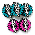 Silicone Focal Beads Lightning White Bolt on Turquoise Rose Petal 20pcs 4