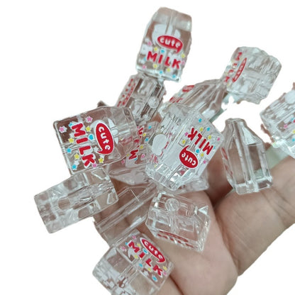 Transparent Milk Box Acrylic Beads 15x20mm Colorful Prints 100pcs 5