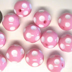 Polka Dot Bubblegum Beads 20mm Pink Concave Resin 10pcs 2