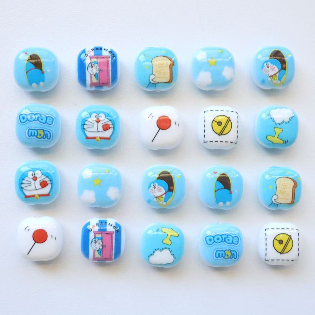 Doraemo Series Acrylic Square Beads 13mm Light Blue White 20pcs 3