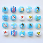 Doraemo Series Acrylic Square Beads 13mm Light Blue White 20pcs 3