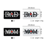 Silicone Focal Beads Love Dad Or Mom Rectangular Black White 20pcs 2