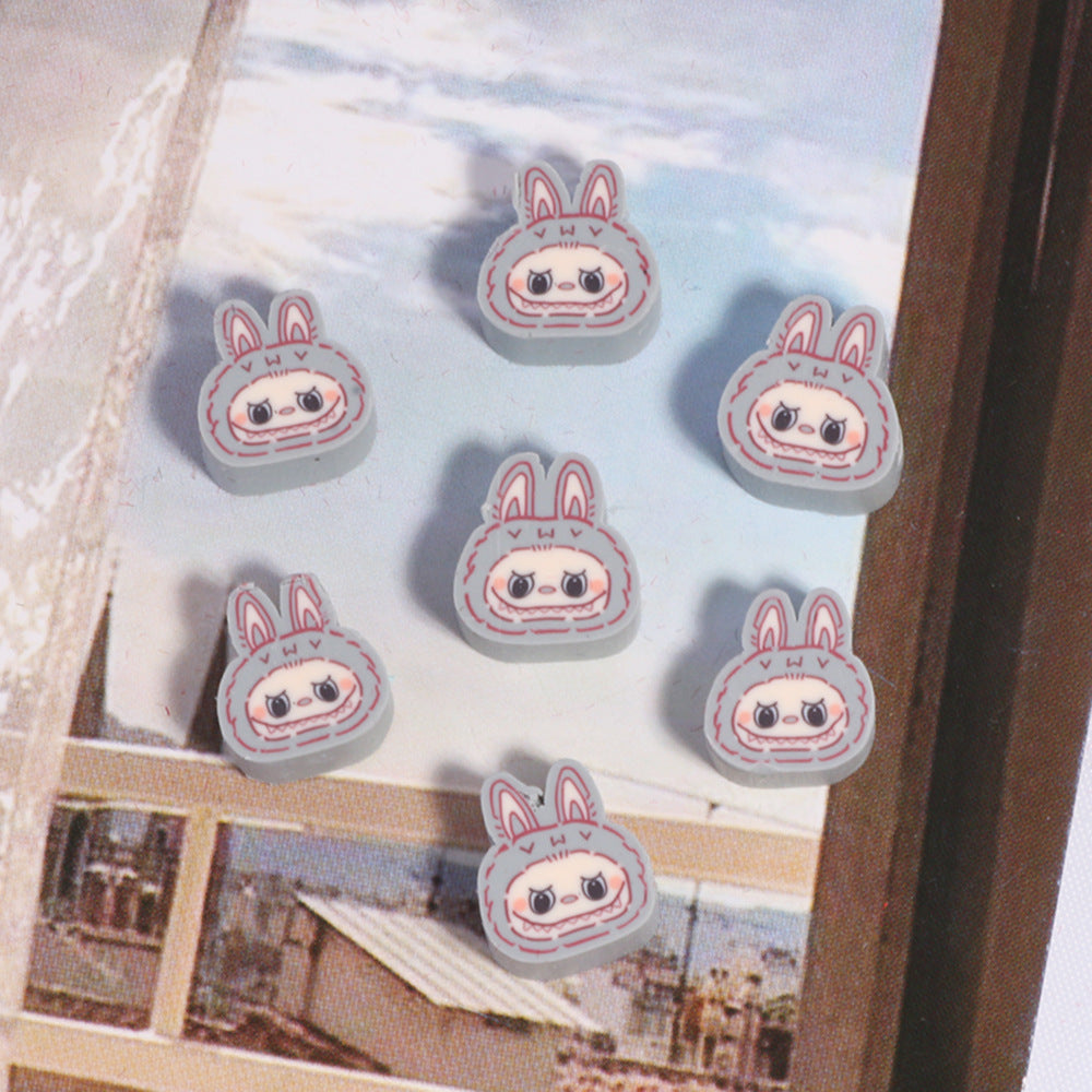 Labub Character Clay Beads 10mm Colorful Bunny Faces 200pcs 7