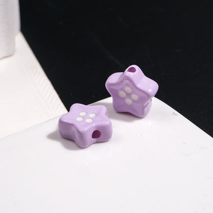 Painted Star Acrylic Beads 13mm Glossy Colorful Button 50pcs 15