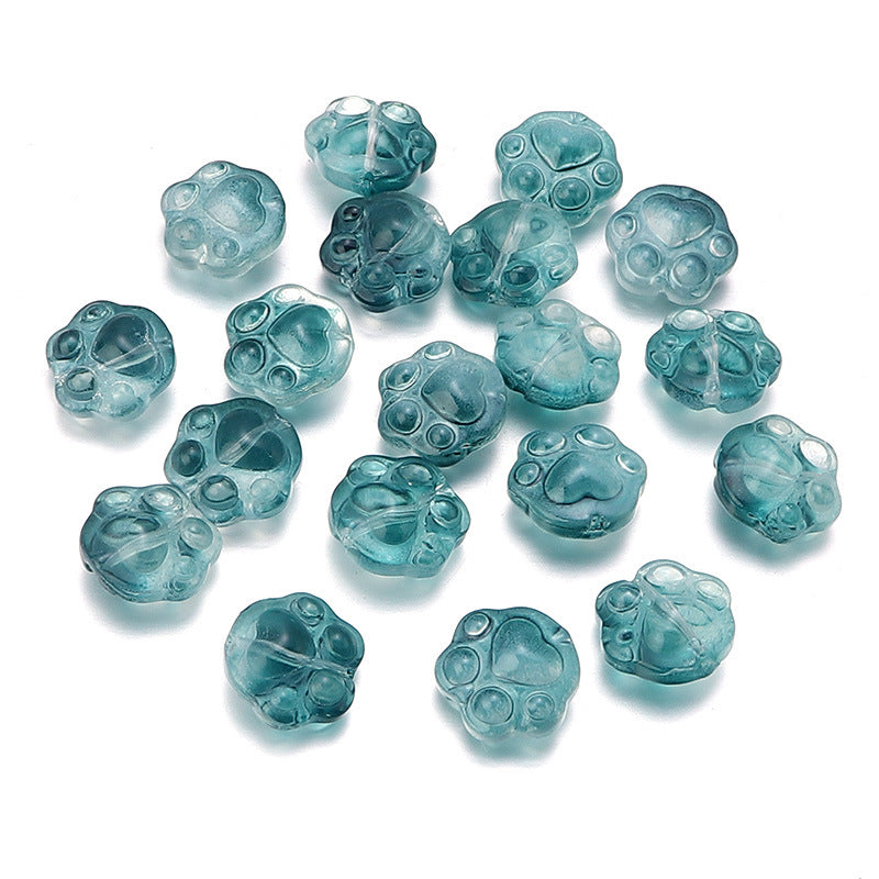 Bear Paw Transparent Glass Beads 14x15mm Assorted Colors 20pcs 15