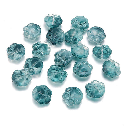 Bear Paw Transparent Glass Beads 14x15mm Assorted Colors 20pcs 15