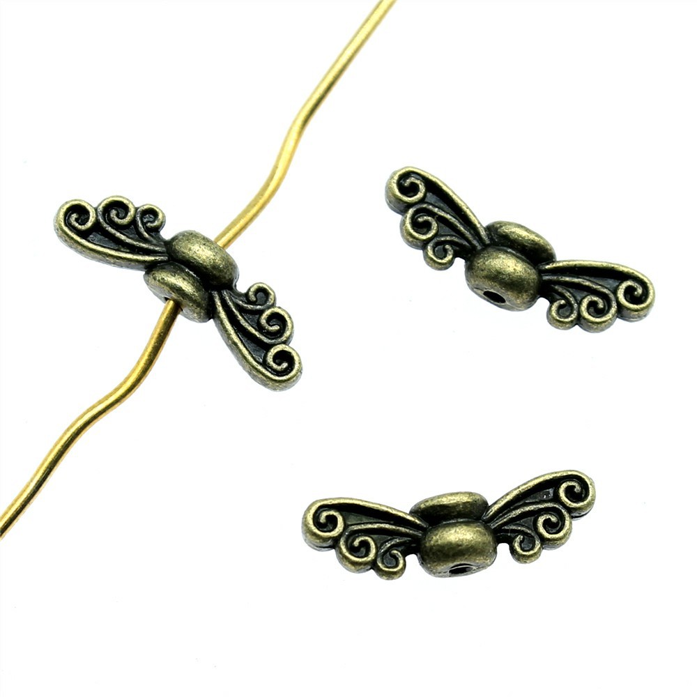 Butterfly Wings Metal Beads 14mm Antique Bronze and Silver Tone 200pcs 5
