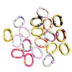 Zinc Alloy Heart Oval Painted Spring Keyrings 28mm 6pcs 3
