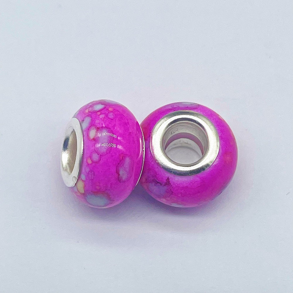 Resin Spacer Beads 14mm Ink Painting Large Hole 50pcs 8