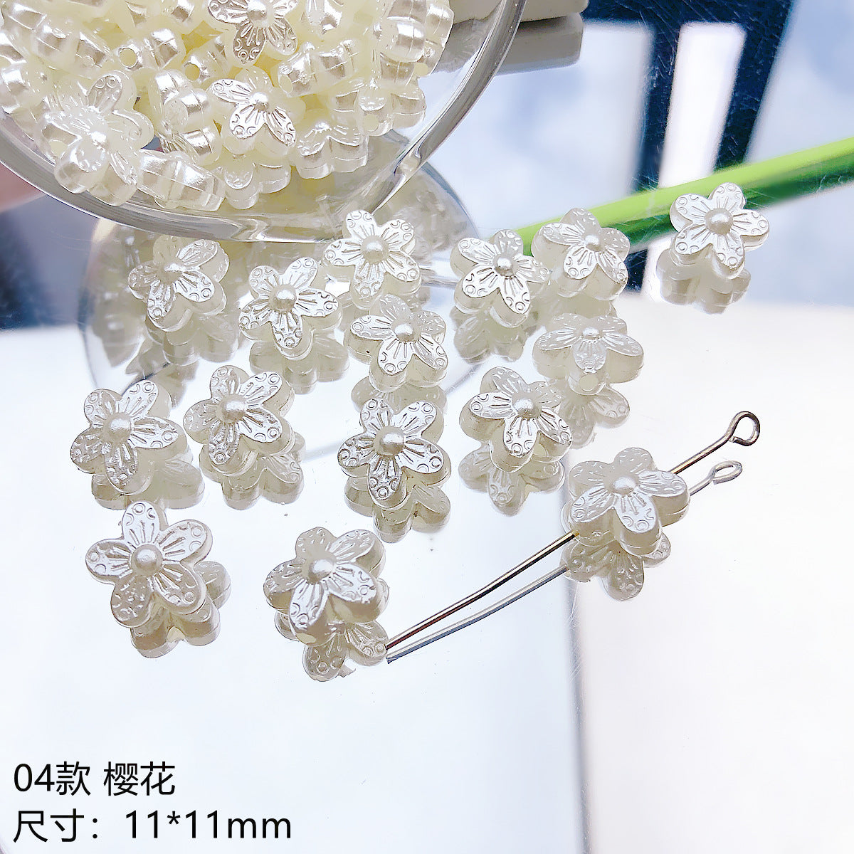 Pearl Flower Acrylic Beads 10-11mm Japanese Imitation 20pcs 8