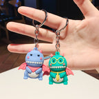 Silicone Dinosaur Keychain Cartoon Animal with Wings and Smile 3