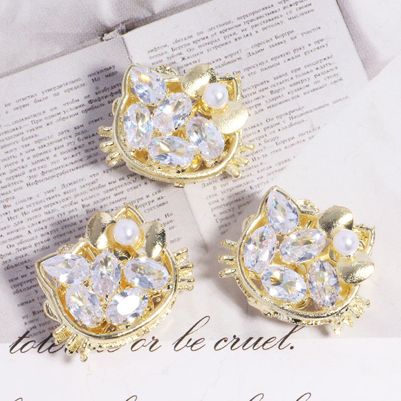 Ball Rhinestone Beads 20mm Pave Hello KT Alloy 2pcs 9
