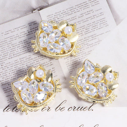 Ball Rhinestone Beads 20mm Pave Hello KT Alloy 2pcs 9