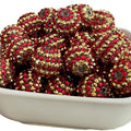 Rhinestone Bubblegum Beads 16-22mm Christmas Red Gold Striped Resin 5pcs 3