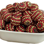 Rhinestone Bubblegum Beads 16-22mm Christmas Red Gold Striped Resin 5pcs 3