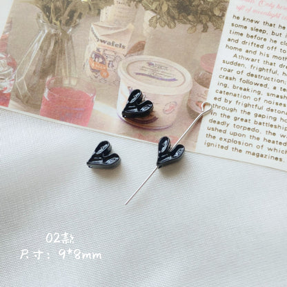 Silicone Focal Beads Sassy Barbie Style Baking Painted Alloy Black Pink 3
