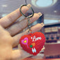 PVC Heart Keychain Large Red Love Rose Texture 8