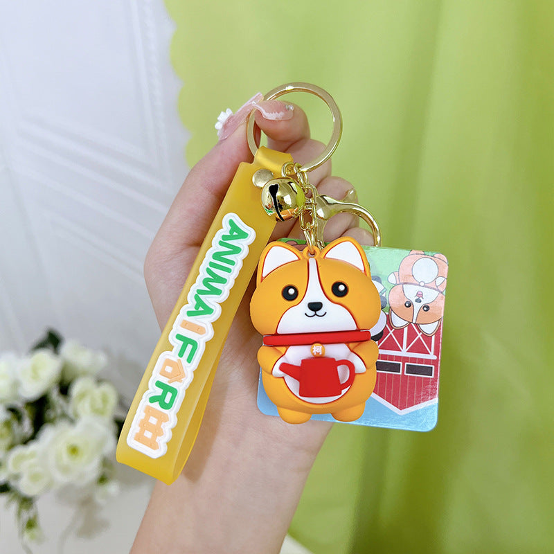 Resin Animal Farm Dog Keychain Silicone Cute Chubby Design 7