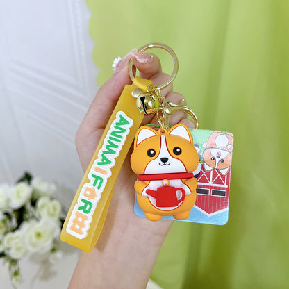Resin Animal Farm Dog Keychain Silicone Cute Chubby Design 7