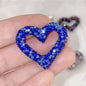 Shimmer Hollow Heart Frame Polymer Clay Rhinestone Beads 32mm 6pcs 16