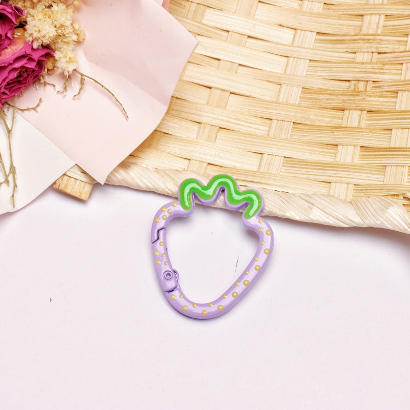 Alloy 37mm Strawberry Shaped Trigger Spring Keyrings 4pcs 18