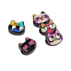 Painted Big Eyed Kitten Acrylic Beads 18mm Colorful Mixed 10pcs 5