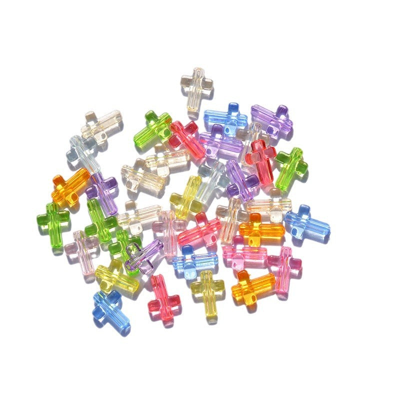 Transparent Cross Acrylic Beads 16mm Colored Glossy 100pcs 5