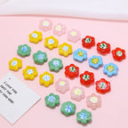 Lampwork Glass Beads Flower 19mm Hand Painted Six-Petal 10pcs 4