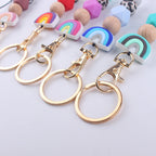 Silicone Rainbow Beaded Keychain Necklace with Leopard Print Accent 2