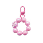 Acrylic Beaded Cat Claw Keychain Glossy Pink Circle Charm