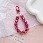 Acrylic Colour Beaded Wristlet Keychain Glossy Metal Clip 12
