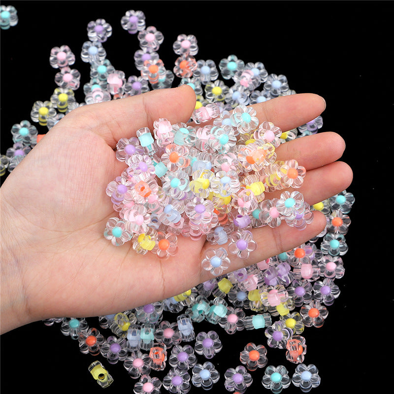 Transparent Frosted Flower Acrylic Beads 12mm Soft Pastel 100pcs