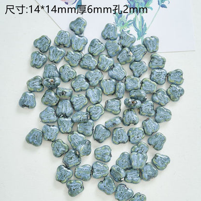 Tiny Butterfly Ceramic Beads 14mm Fambe Glaze Glossy 10pcs 10