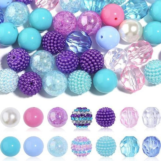 Bubblegum Beads 20mm Rainbow Glossy Striped Polka Dot Chunky Mix 50pcs 5