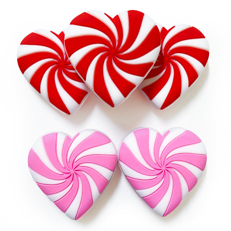 Silicone Focal Beads Love Candy Macaron Heart Pinwheel Stripes 20pcs 4
