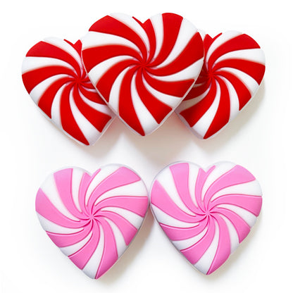 Silicone Focal Beads Love Candy Macaron Heart Pinwheel Stripes 20pcs 4