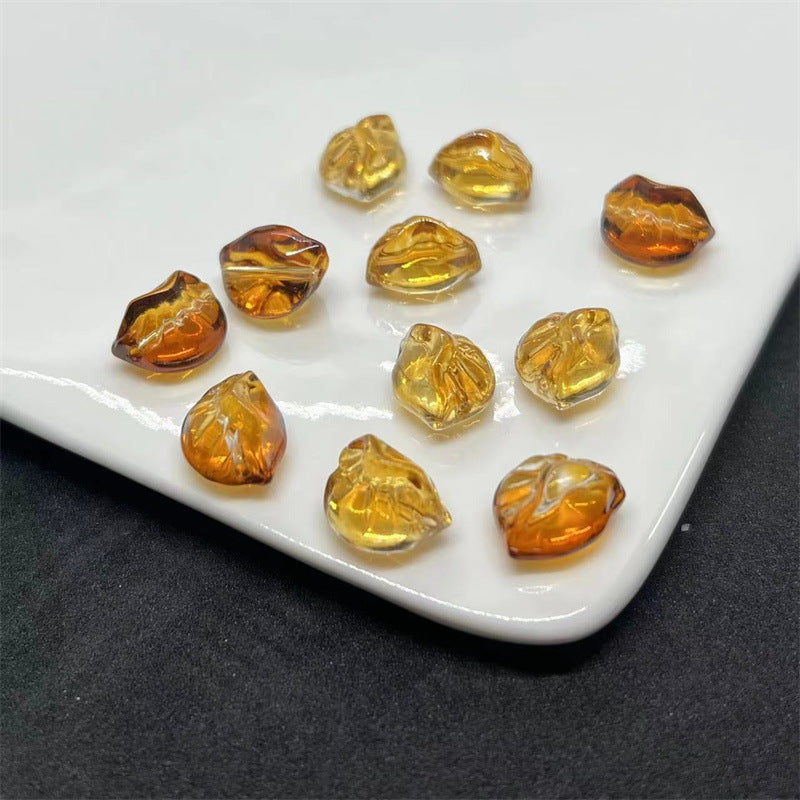 Transparent Dumpling Glass Beads 10x12mm Amber Pink Glow 100pcs 5