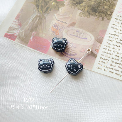 Silicone Focal Beads Sassy Barbie Style Baking Painted Alloy Black Pink 11