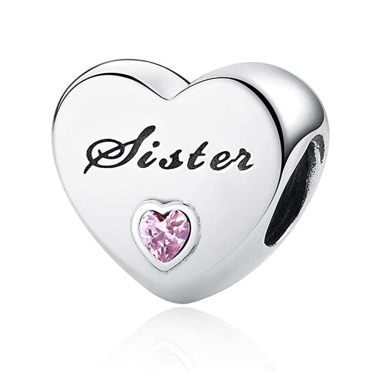 Heart Metal Beads Polished Silver Tone Large Hole 1pc 5