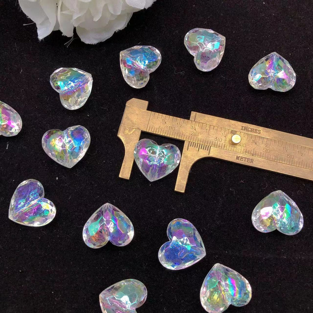 Pearl Faceted Heart Acrylic Beads 19mm Iridescent Plating 20pcs 3