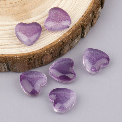 Colored Heart-Shaped Transparent Glass Beads 12mm 20pcs 10