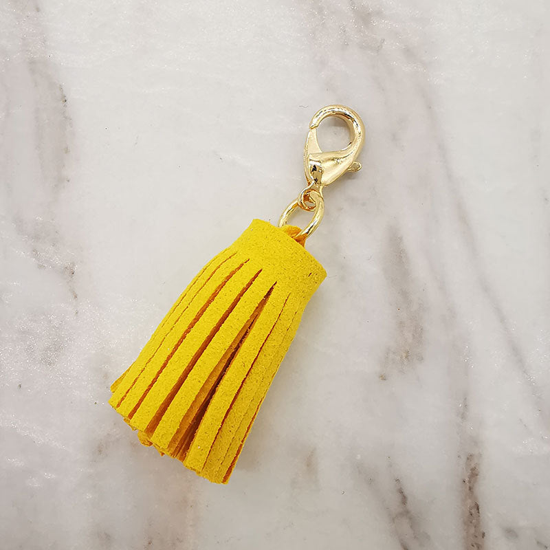 Mini Chunky Tassel Keychain PU Leather with Metal Clasp 8pcs 15