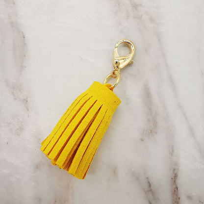 Mini Chunky Tassel Keychain PU Leather with Metal Clasp 8pcs 15
