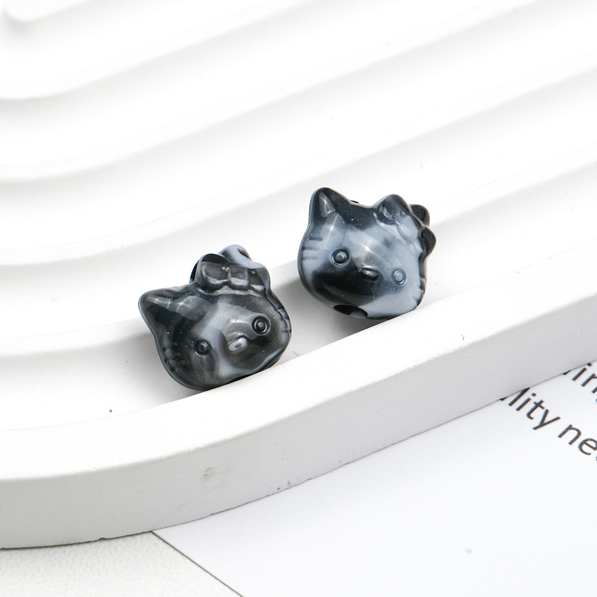 Vintage Hello Kitty Acrylic Beads 11mm Imitation Jade 100pcs 11