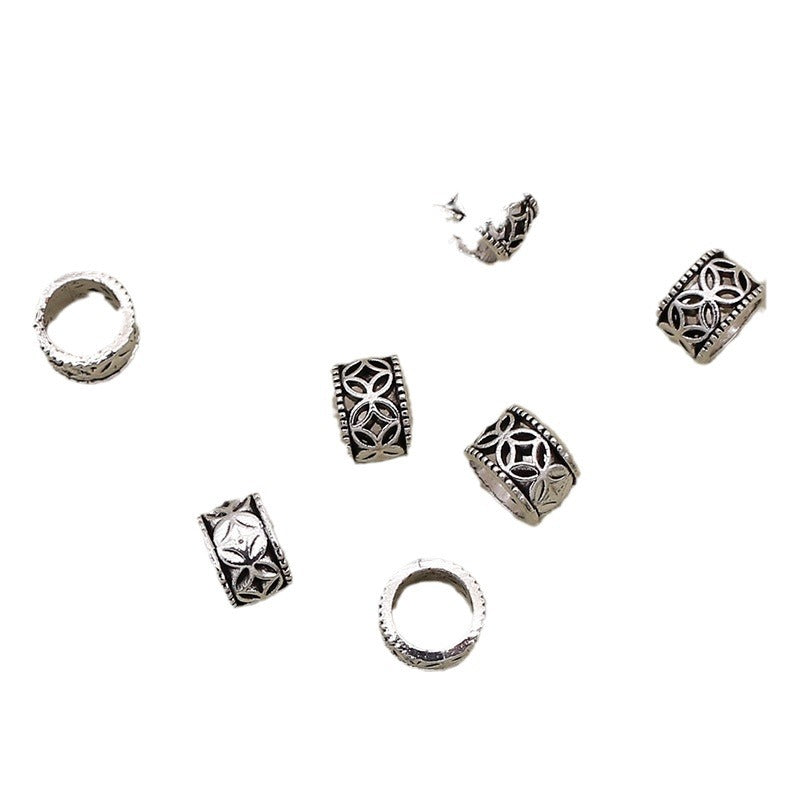 Alloy Hollow Coin Patterned Spacer Beads 8*5mm Antique Silver 100pcs 5