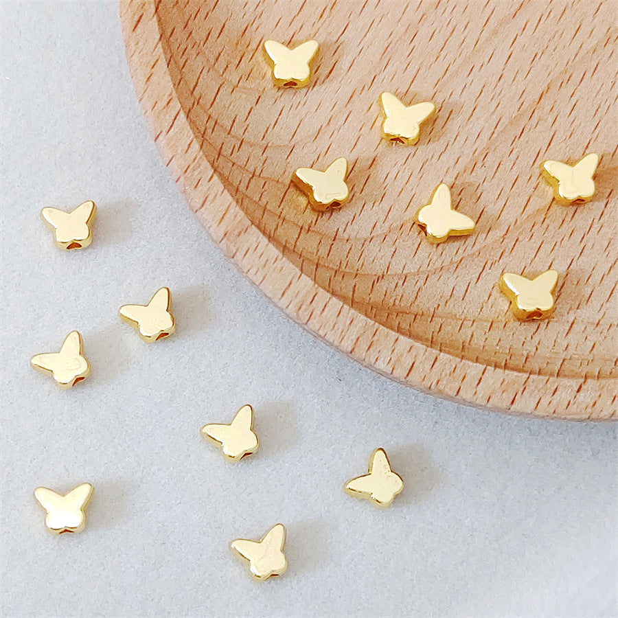 Butterfly Metal Beads 6mm Smooth Alloy 100pcs 3