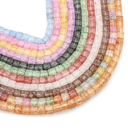 Crackle Square Glass Beads 6mm Multicolor Mixed 59pcs 4