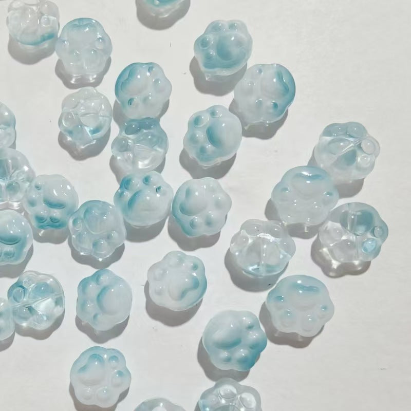 Vintage Cat Claw Glass Beads 15mm Glossy Translucent Colors 50pcs 22